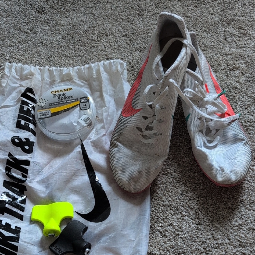 Nike Zoom Rival Track Spikes - White + Red/Pink - Men's 8.5 / Women's 10